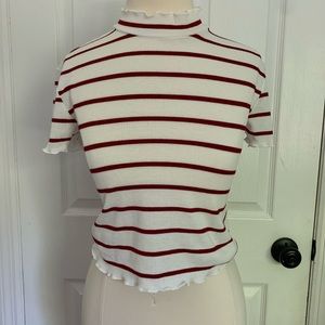 Red/white striped Forever 21 shirt (size L)